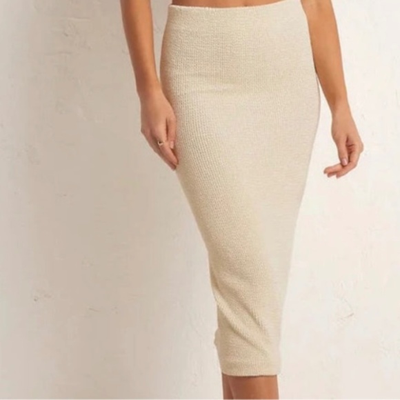 Z Supply Aveen BodyCon Midi Skirt Slim Fit in the shade Sand Size XS/S - Picture 1 of 14